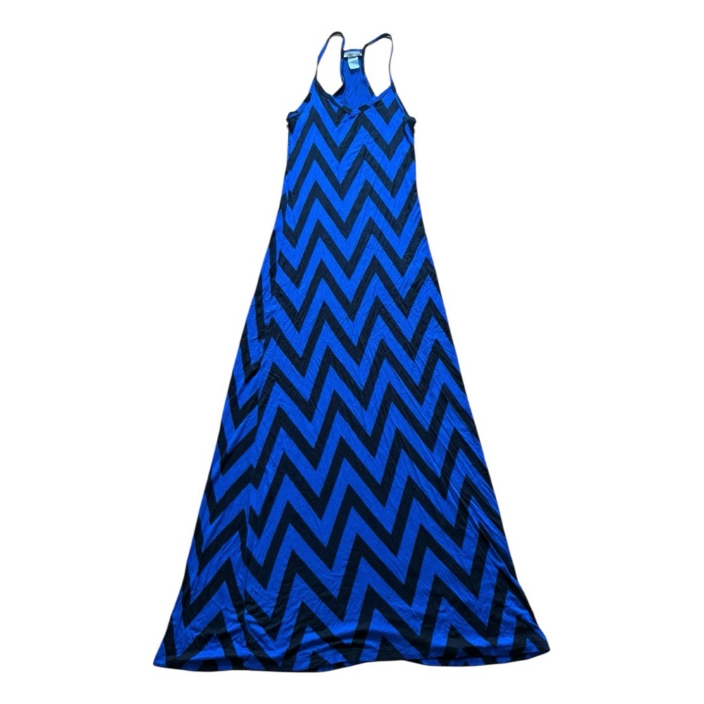 Body Central Maxi Dress Blue Black Chevron Size Medium